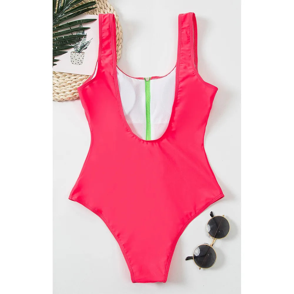 One Piece Zip Up Monokini Bodysuit - Shop now at BikiniCaye.com