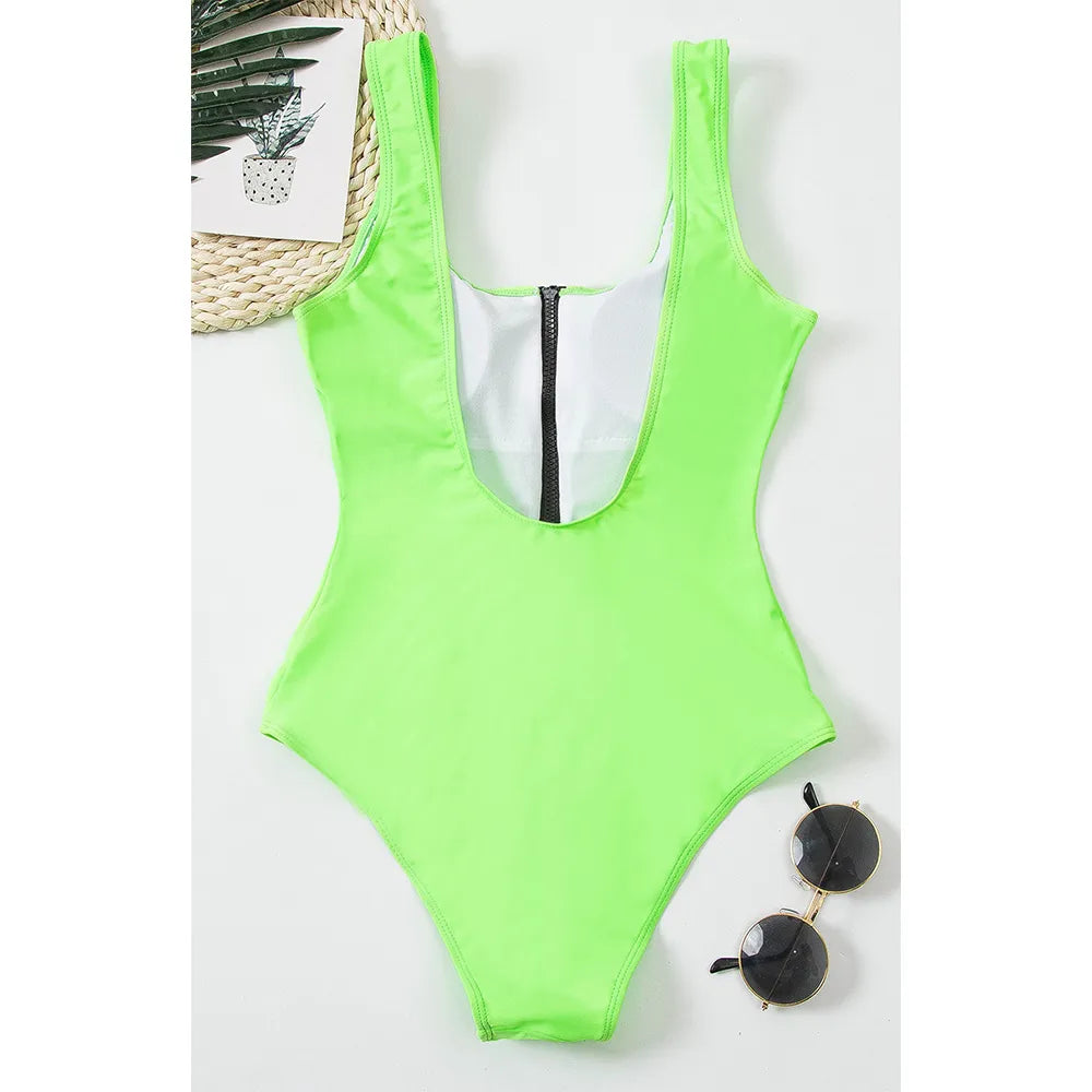 One Piece Zip Up Monokini Bodysuit - Shop now at BikiniCaye.com