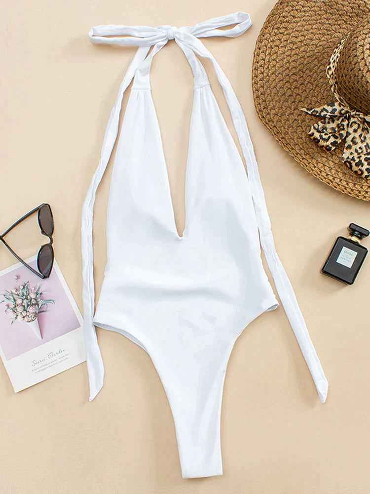 Chic Deep V Monokini - Shop now at BikiniCaye.com