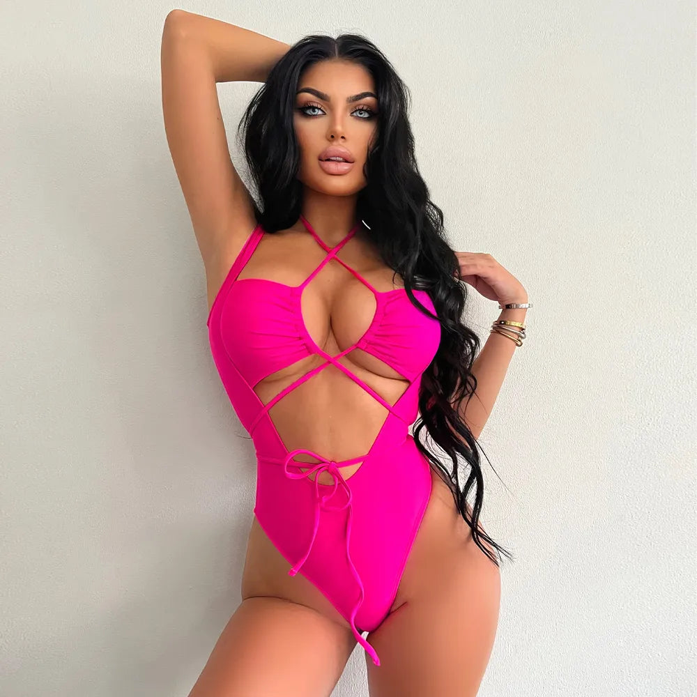 One Piece High Waist Openwork - Shop now at BikiniCaye.com
