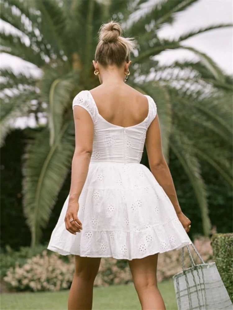 White Lace A-line Dress - Shop now at BikiniCaye.com