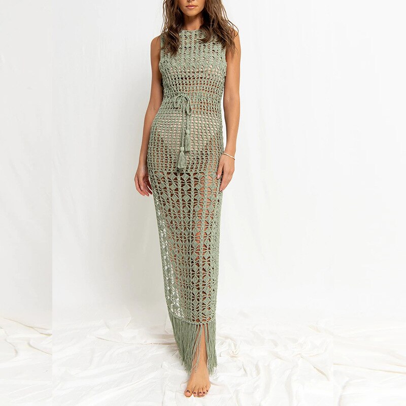 Knitted Sleeveless Beach Coverup - Shop now at BikiniCaye.com