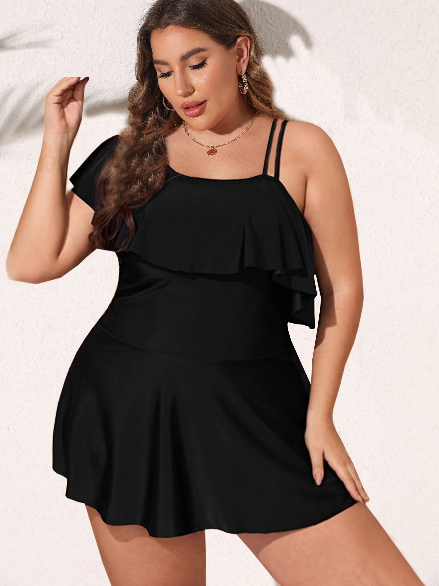 One Shoulder Ruffle Tankini - Shop now at BikiniCaye.com