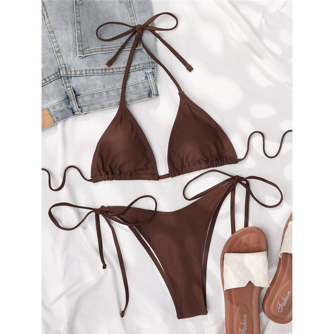 Halter Brazilian Bikini Two-piece - Shop now at BikiniCaye.com