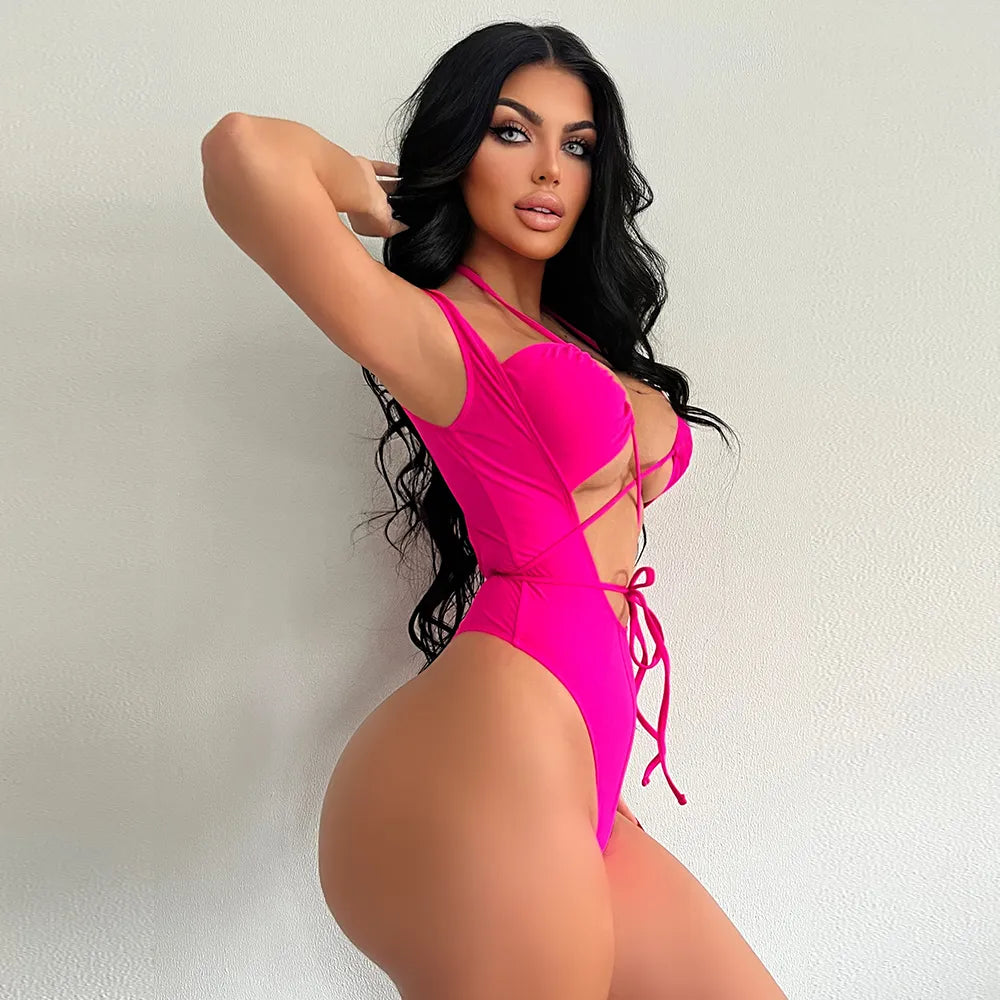One Piece High Waist Openwork - Shop now at BikiniCaye.com