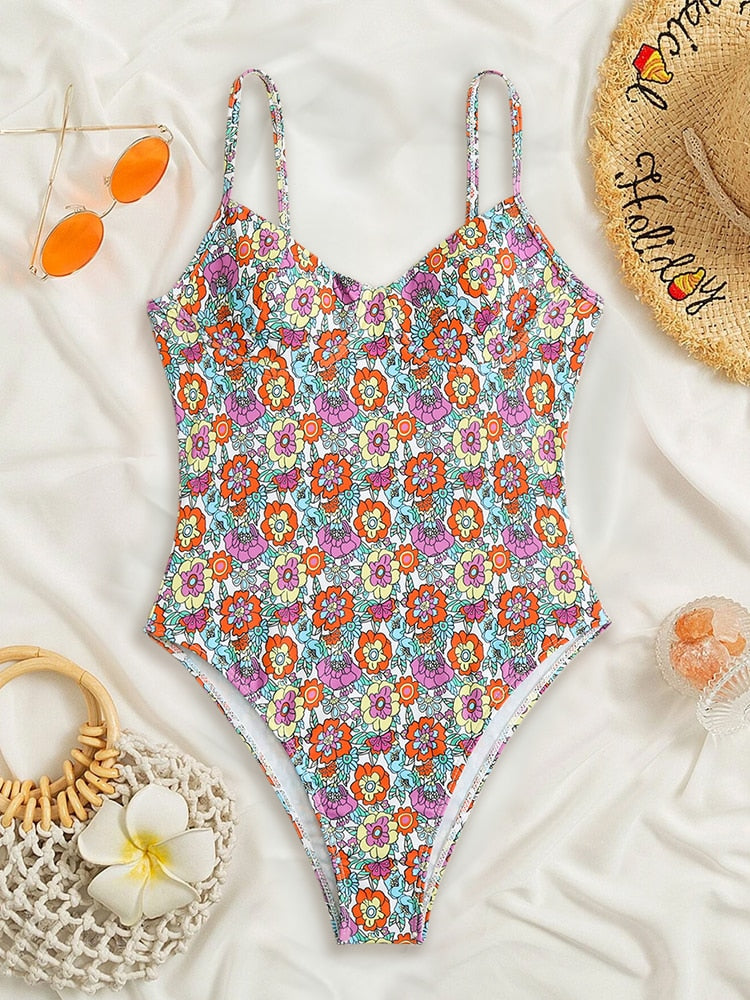 One Piece Print Monokini Bodysuit - Shop now at BikiniCaye.com