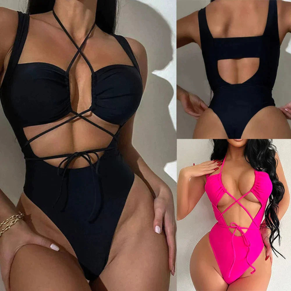 One Piece High Waist Openwork - Shop now at BikiniCaye.com
