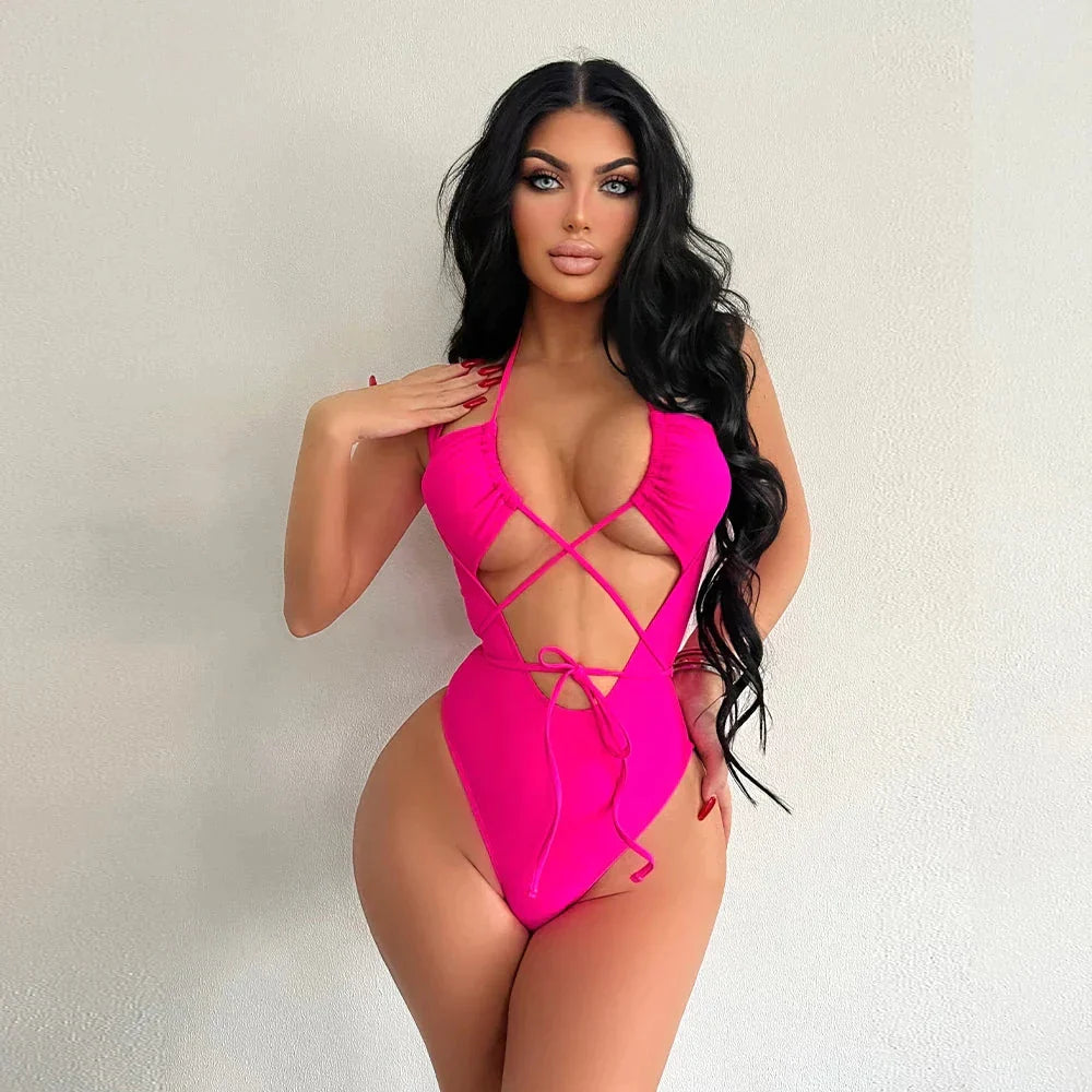 One Piece High Waist Openwork - Shop now at BikiniCaye.com