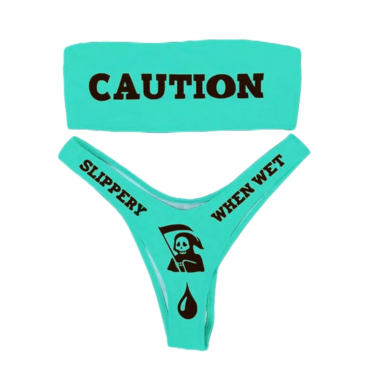 Women's Letter Print Strapless Tube Top + Bikini Panties - Shop now at BikiniCaye.com