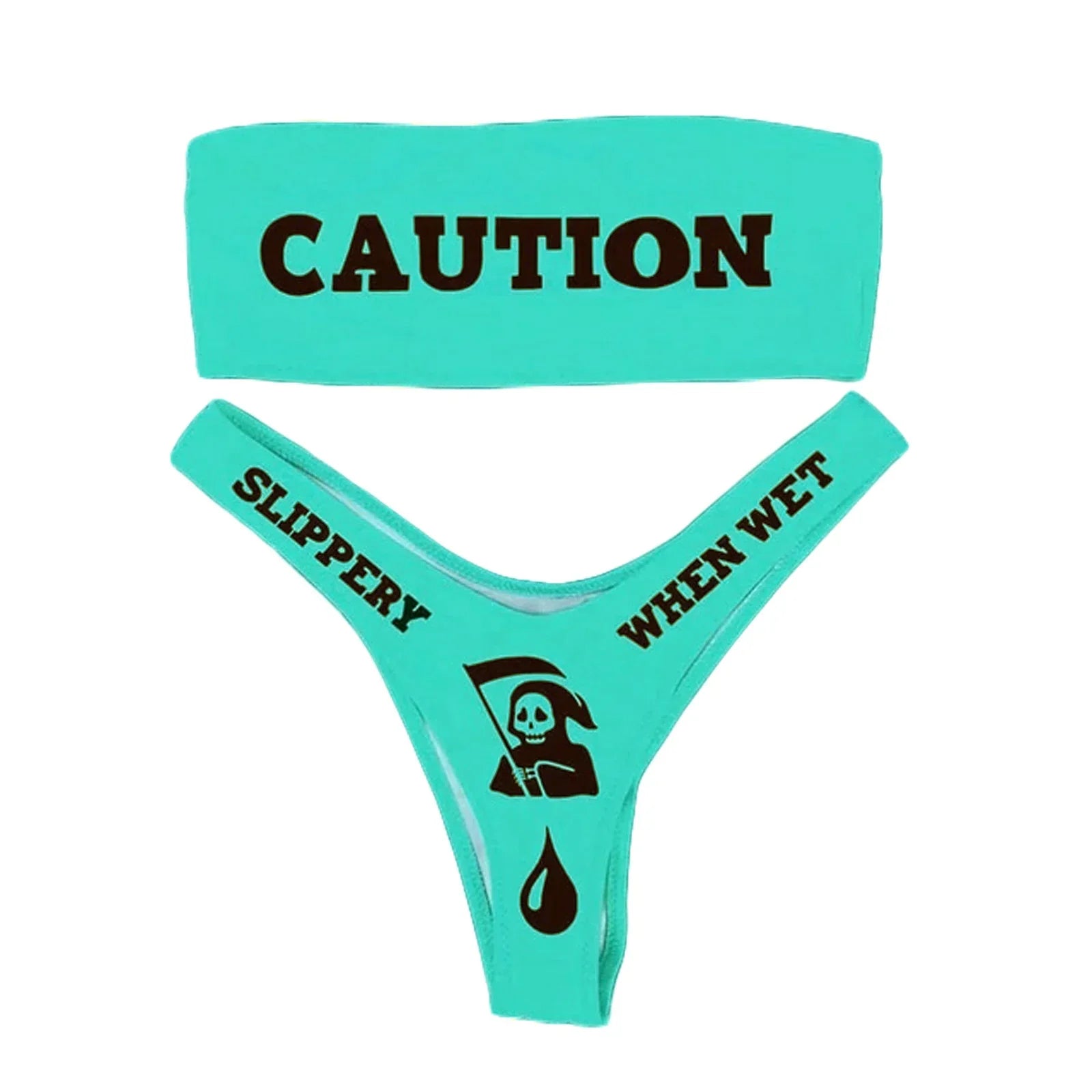 Women's Letter Print Strapless Tube Top + Bikini Panties - Shop now at BikiniCaye.com