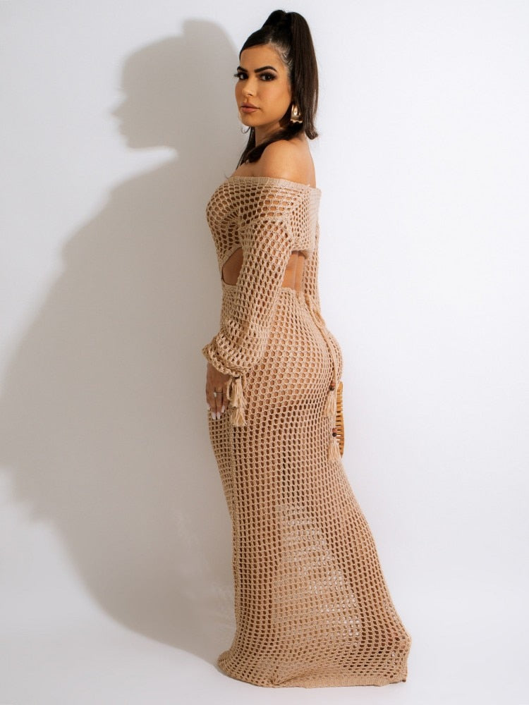 Knitted V Neck Cover up - Shop now at BikiniCaye.com