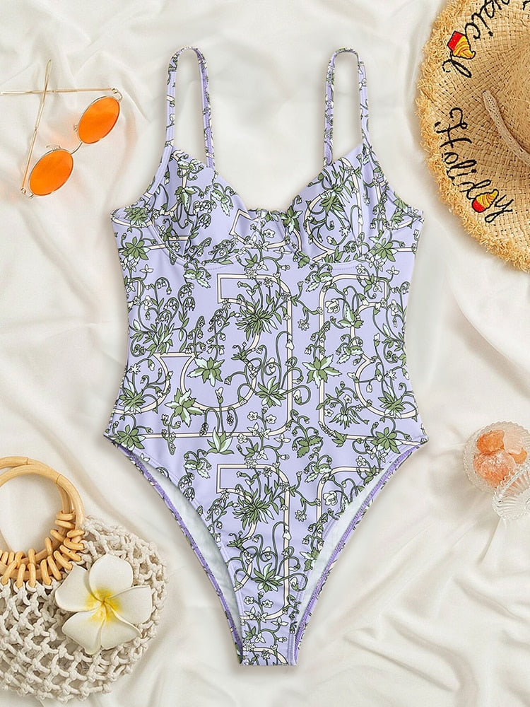 One Piece Print Monokini Bodysuit - Shop now at BikiniCaye.com