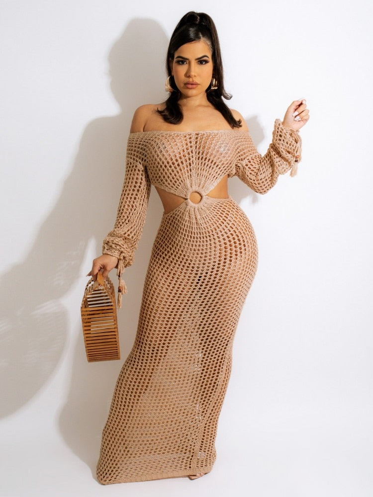 Knitted V Neck Cover up - Shop now at BikiniCaye.com