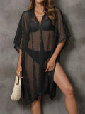 Sheer Mesh Button Up Cover Up-Bikinicaye