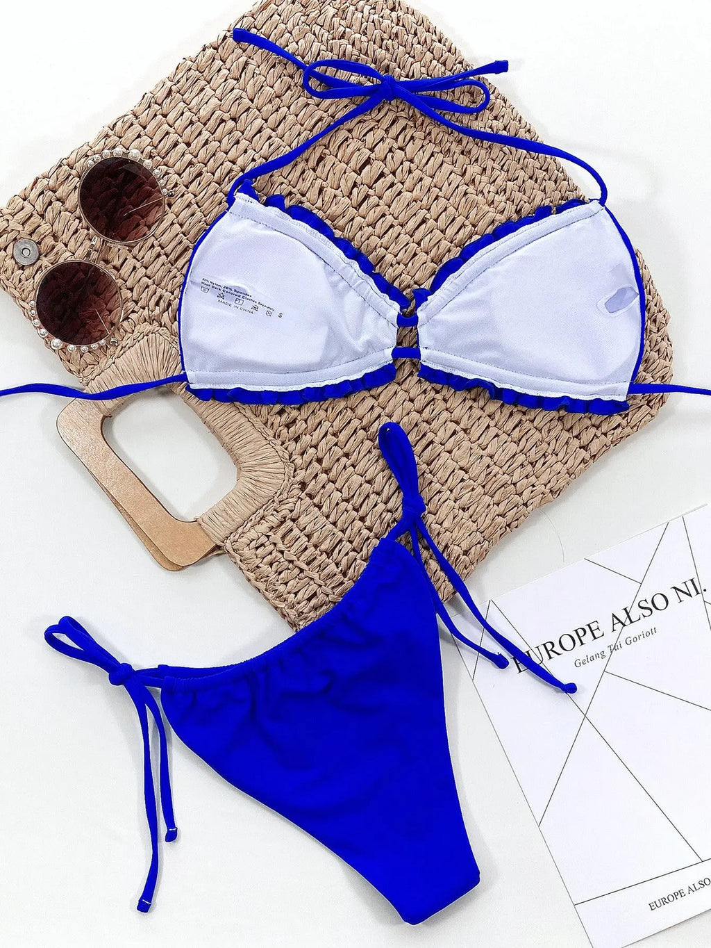 Frill Trill Halter Neck Bikini Set-Bikinicaye