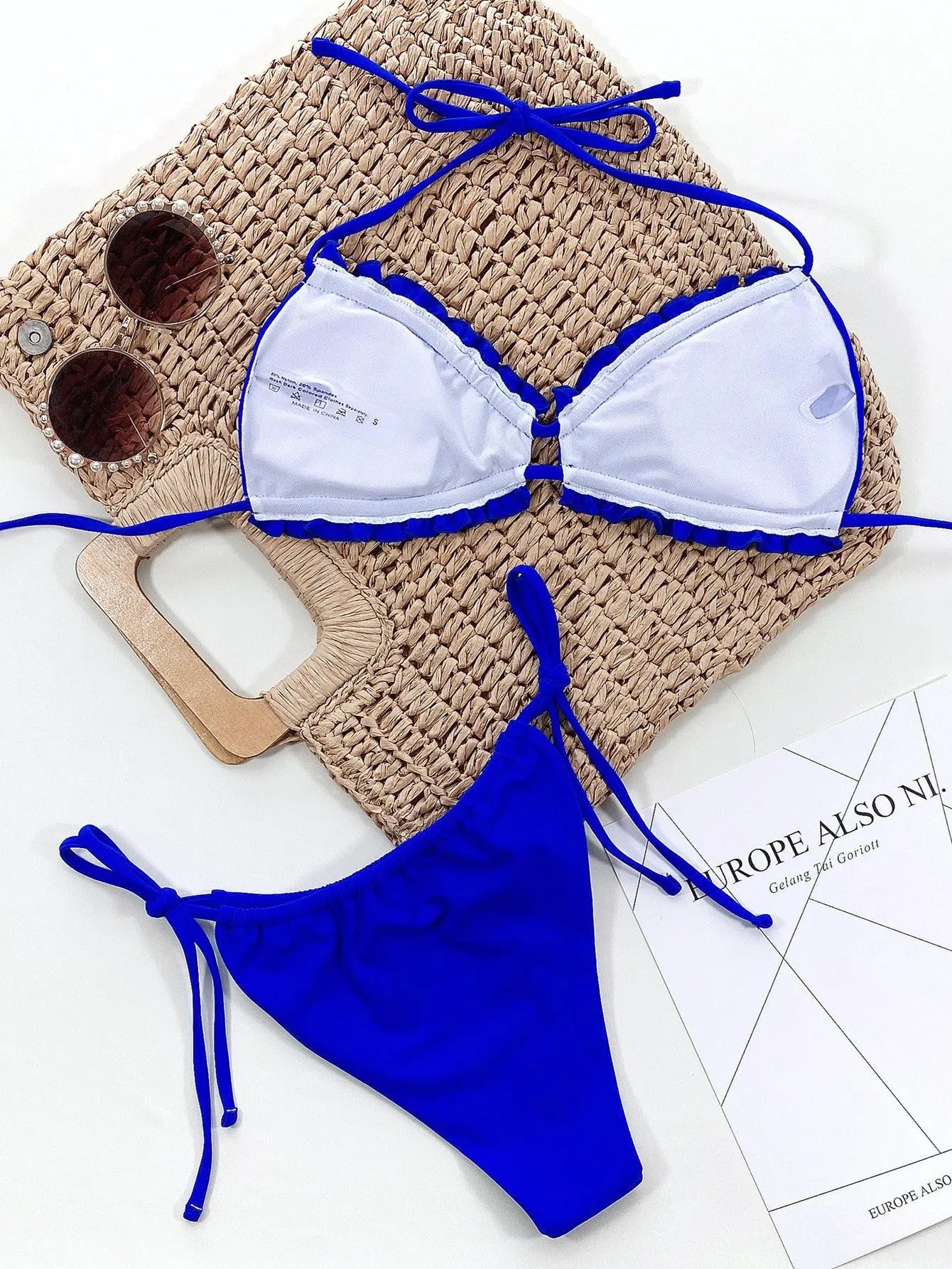 Frill Trill Halter Neck Bikini Set-Bikinicaye