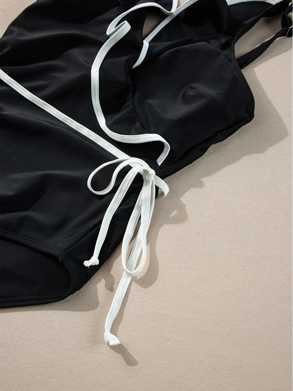 Ruffle Trim V-Neck One-Piece Swimsuit-Bikinicaye