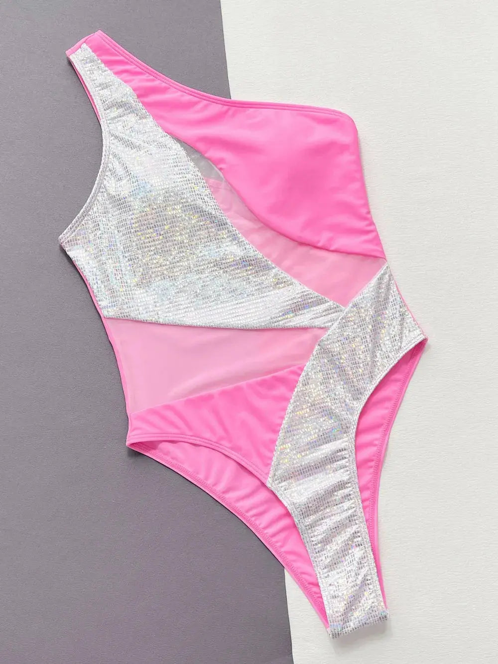 Contrast Panel One-Piece Swimsuit-Bikinicaye