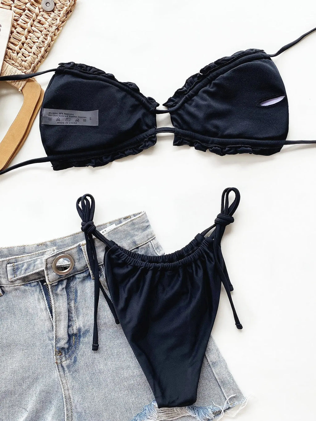 Frill Trill Halter Neck Bikini Set-Bikinicaye