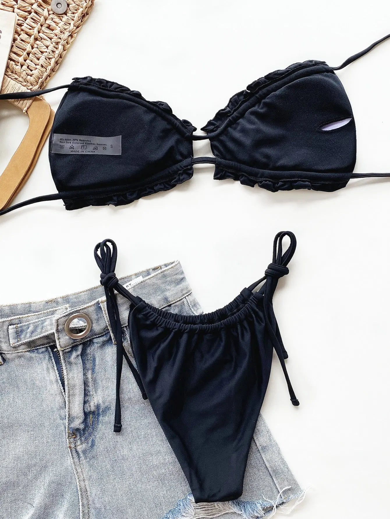 Frill Trill Halter Neck Bikini Set-Bikinicaye