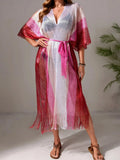 Gradient Fringe Kimono Cover-Up-Bikinicaye