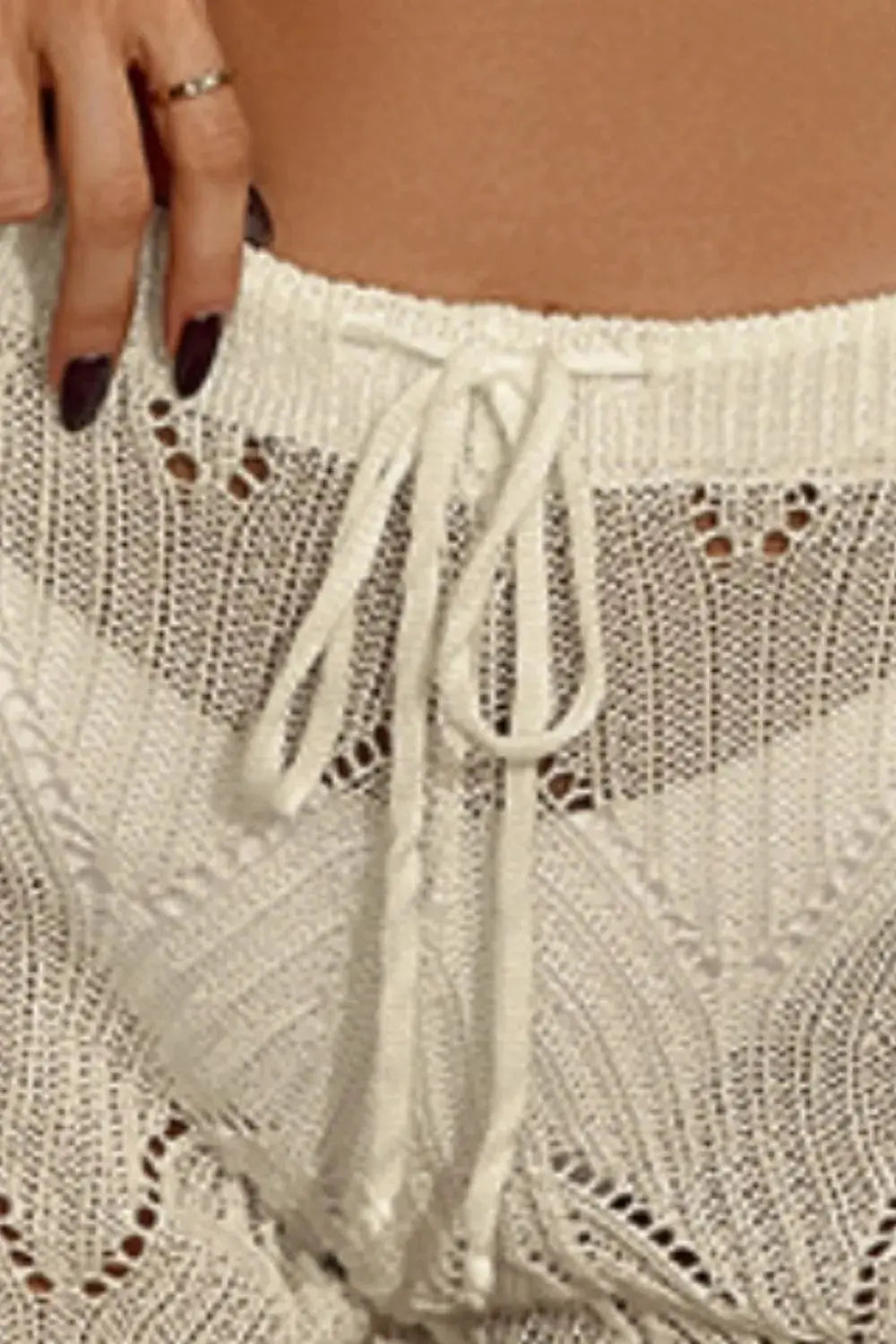 Drawstring Cutout Swim Shorts-Bikinicaye