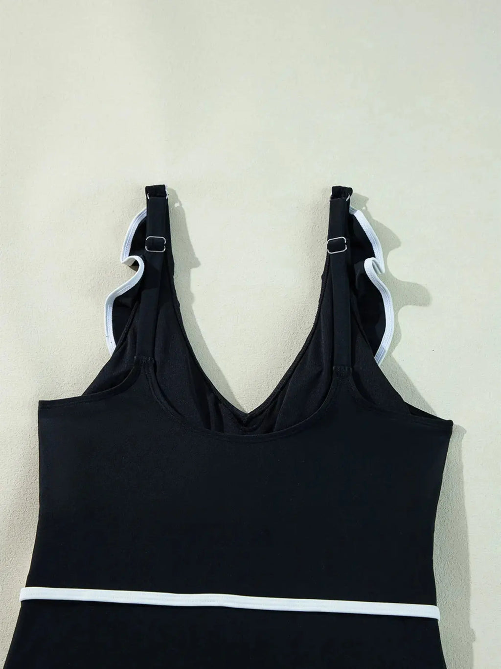 Ruffle Trim V-Neck One-Piece Swimsuit-Bikinicaye