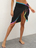Rainbow Pompom Trim Swim Skirt-Bikinicaye
