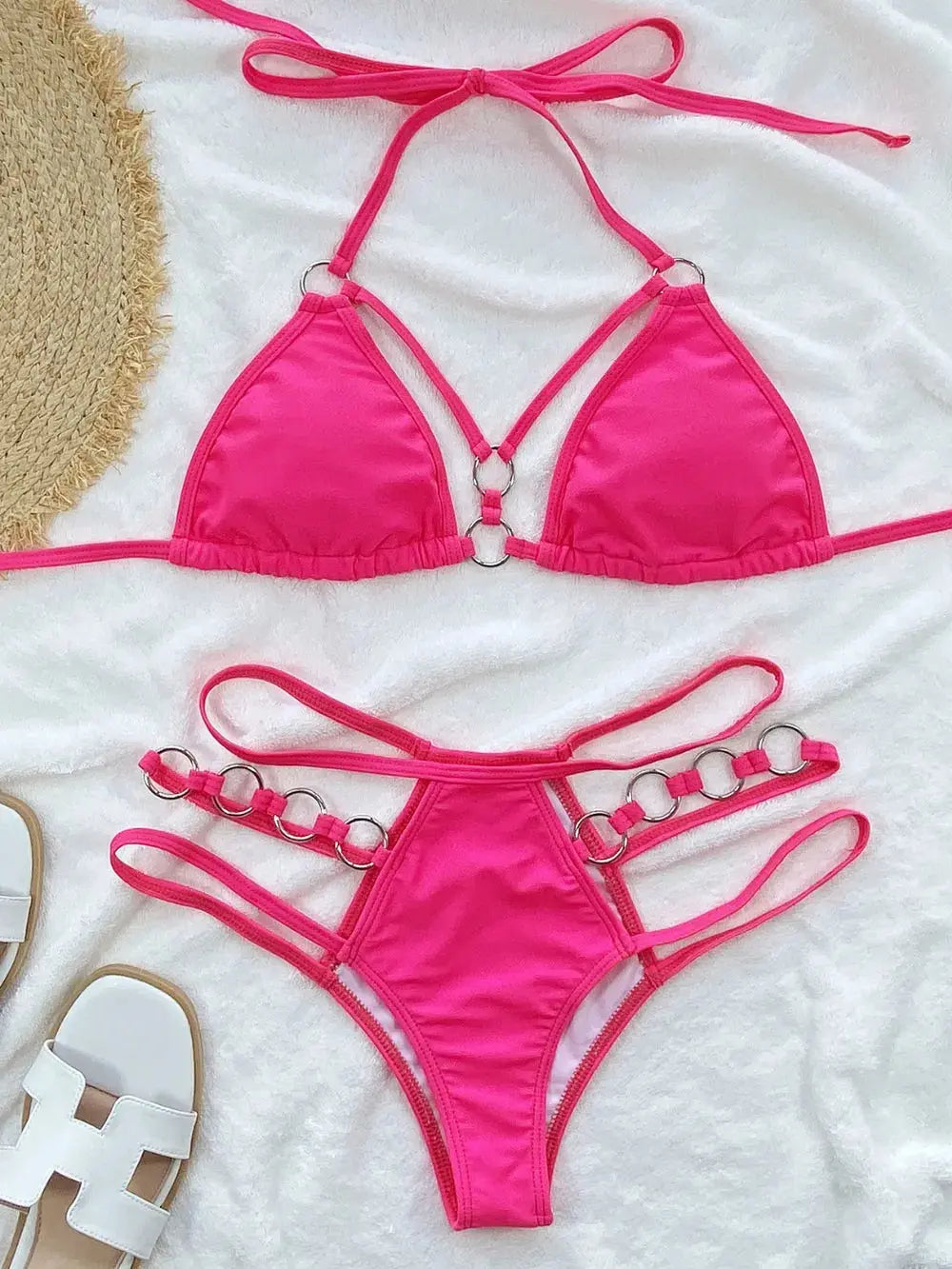 Cutout Halter Neck Two-Piece Bikini Set-Bikinicaye
