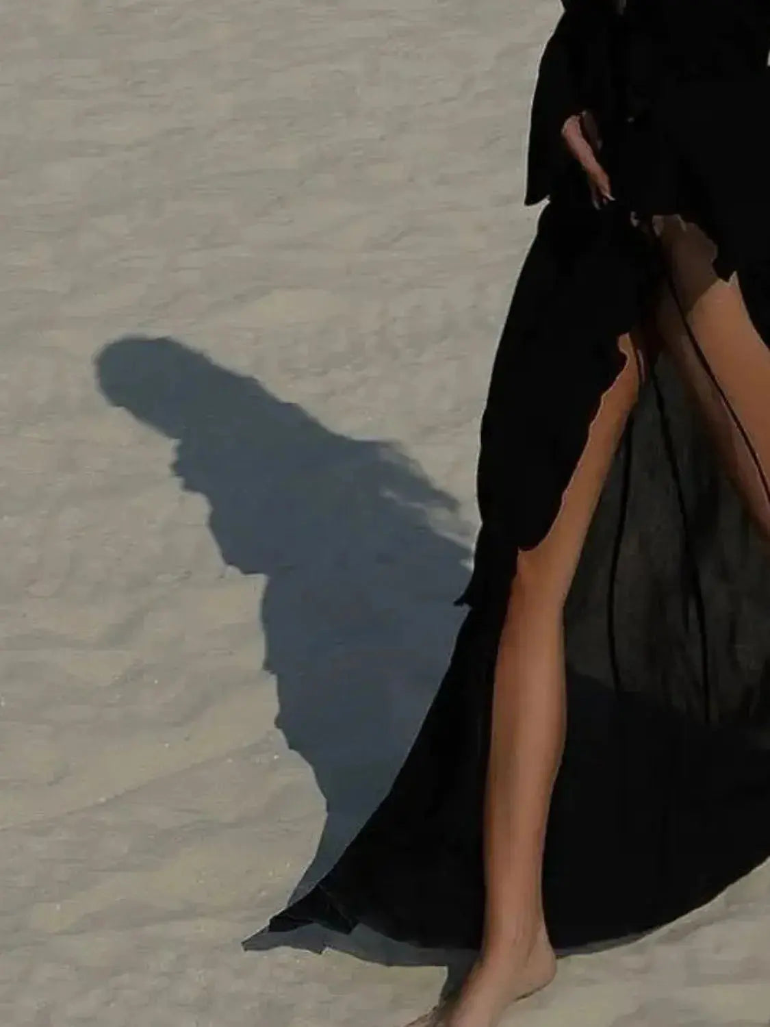 Ruffled Long Sleeve Cover-Up Dress-Bikinicaye