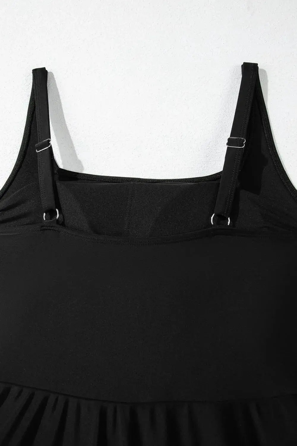 Side Tied Waist Square Neck Adjustable Straps A-line One Piece Swim Dress-Bikinicaye