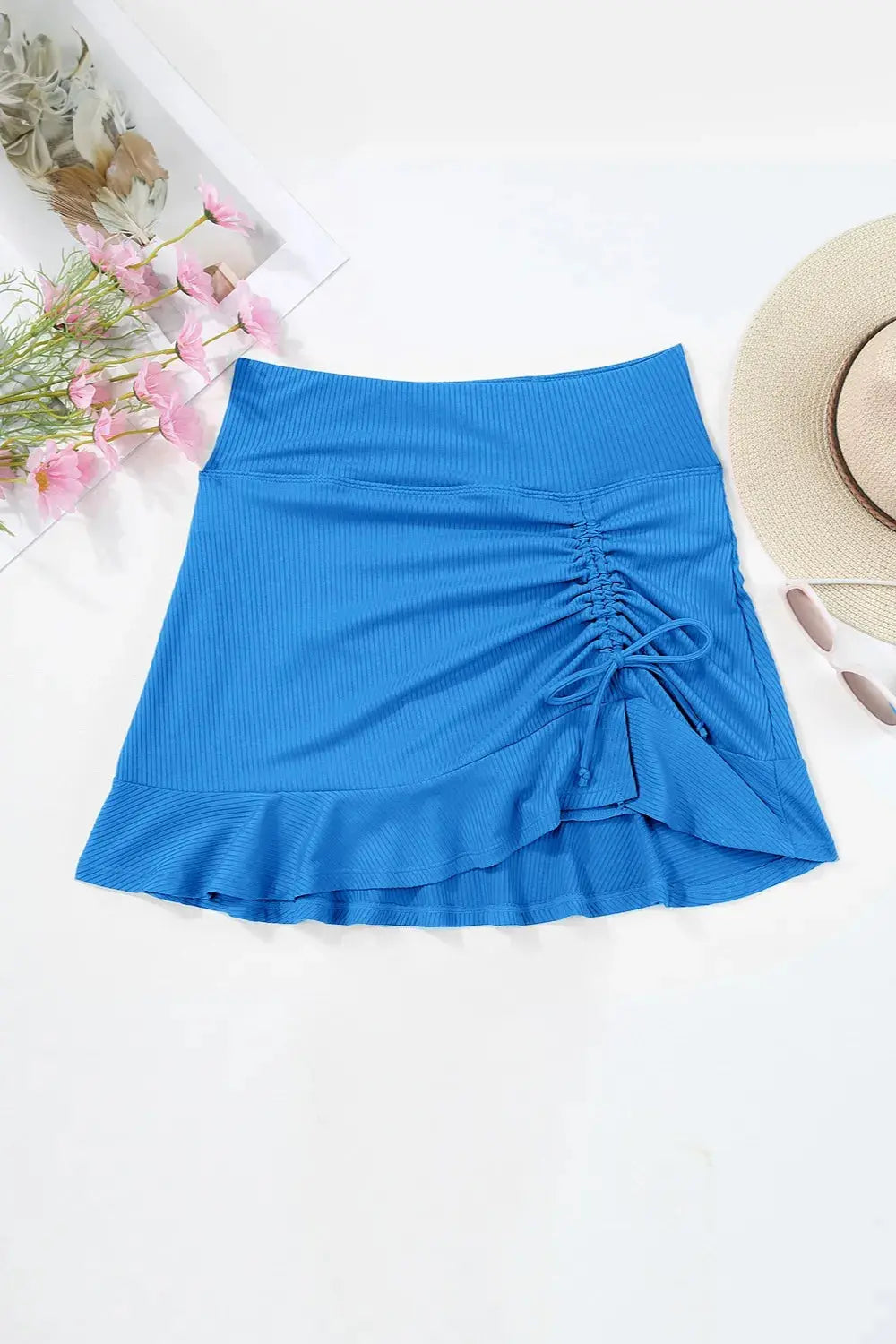 Ruched Elastic Waist Swim Skirt-Bikinicaye