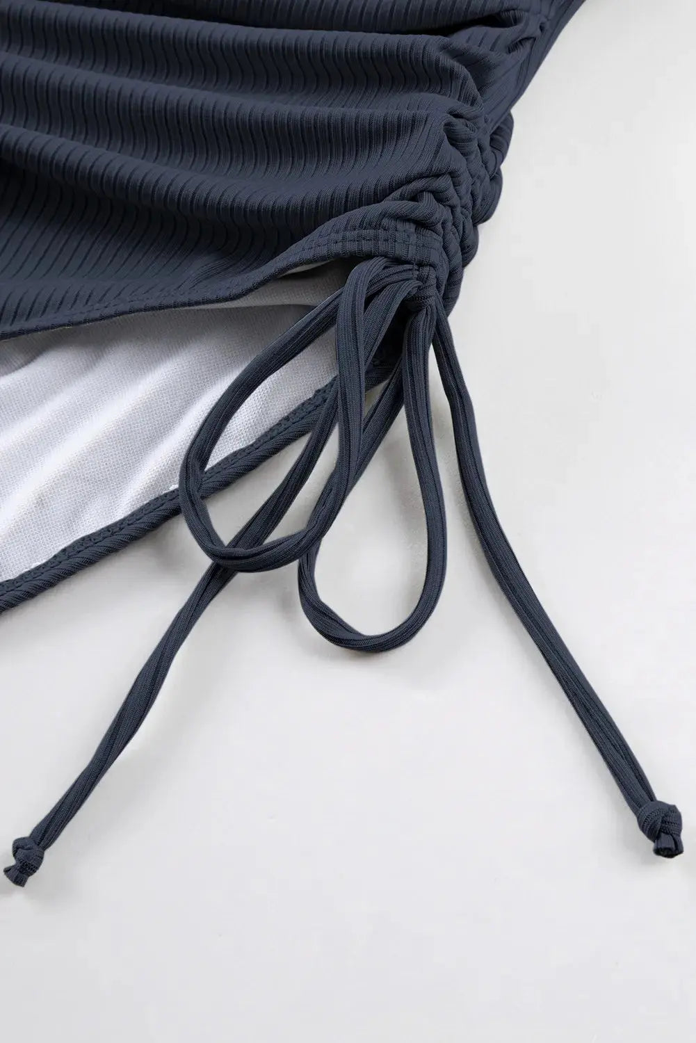 Ribbed Drawstring Sides Cutout One Piece Swimsuit-Bikinicaye