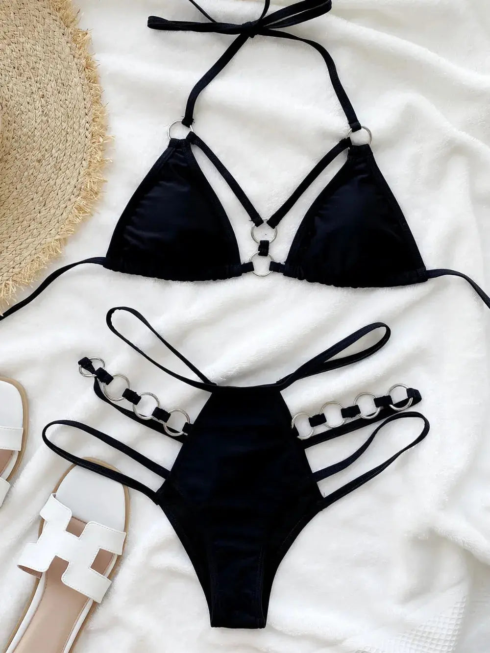 Cutout Halter Neck Two-Piece Bikini Set-Bikinicaye