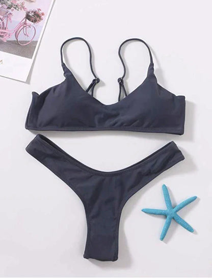 High Waist Brazilian Push Up Bra Thong Bikini Set - Shop now at BikiniCaye.com