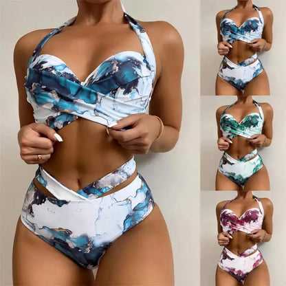 Twisted Halter Cut Out Bathing Suit - Shop now at BikiniCaye.com