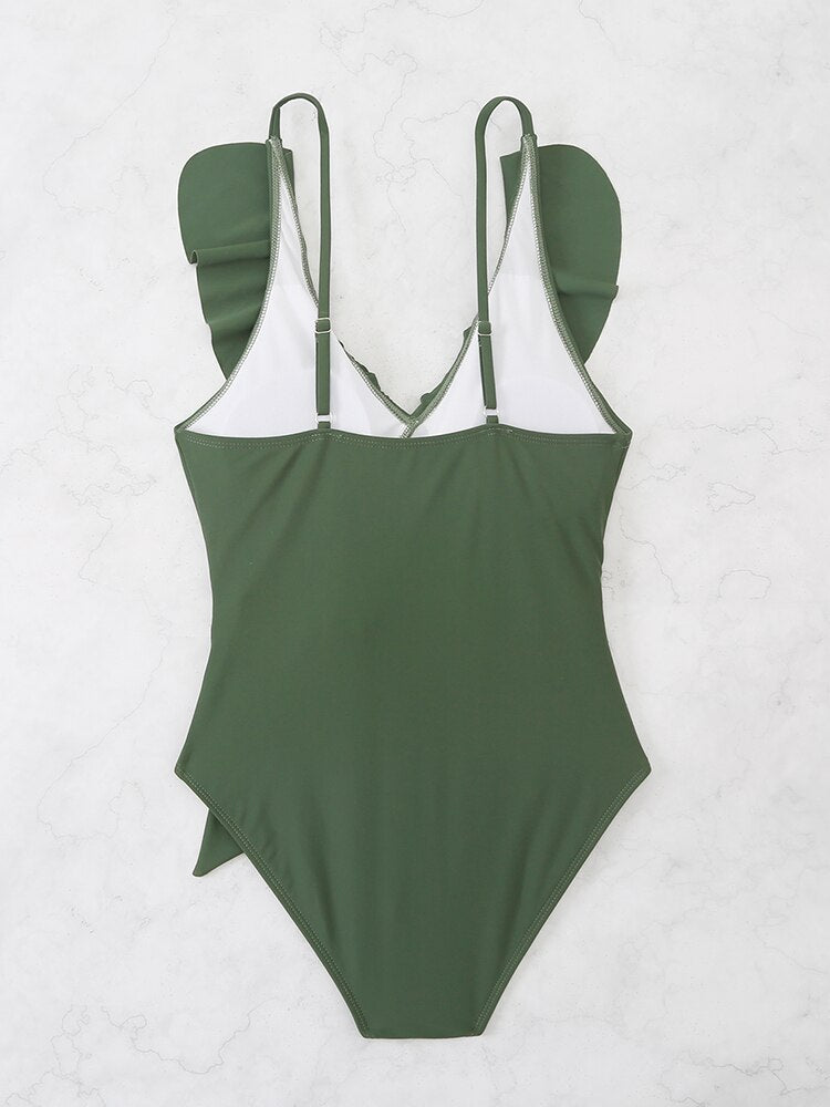 Bandage Ruffle One Piece Swimsuit - Shop now at BikiniCaye.com