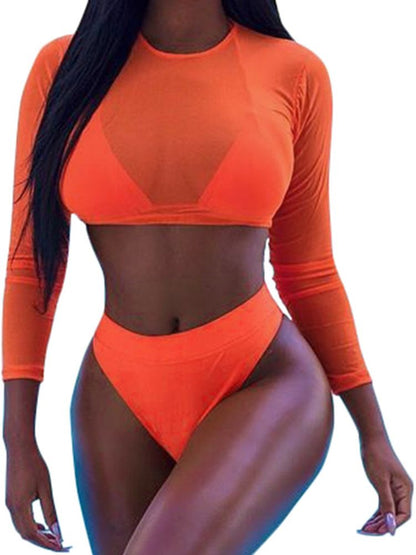 Long Sleeve Mesh Bikini Set - Shop now at BikiniCaye.com