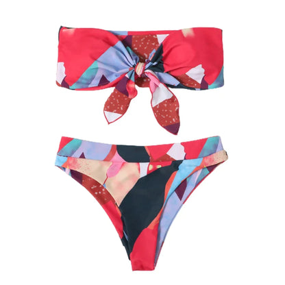 High Waist Colourblock Bikini Set - Shop now at BikiniCaye.com