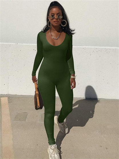 Long Sleeve U- Neck Jumpsuit - Shop now at BikiniCaye.com