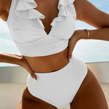 Ruffle Split Push Up Bikini Set - Shop now at BikiniCaye.com