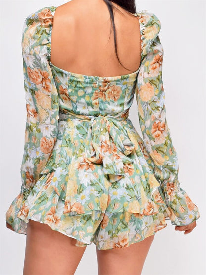 Short Floral Square Jumpsuit - Shop now at BikiniCaye.com