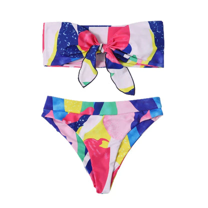 High Waist Colourblock Bikini Set - Shop now at BikiniCaye.com