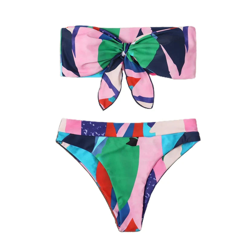 High Waist Colourblock Bikini Set - Shop now at BikiniCaye.com