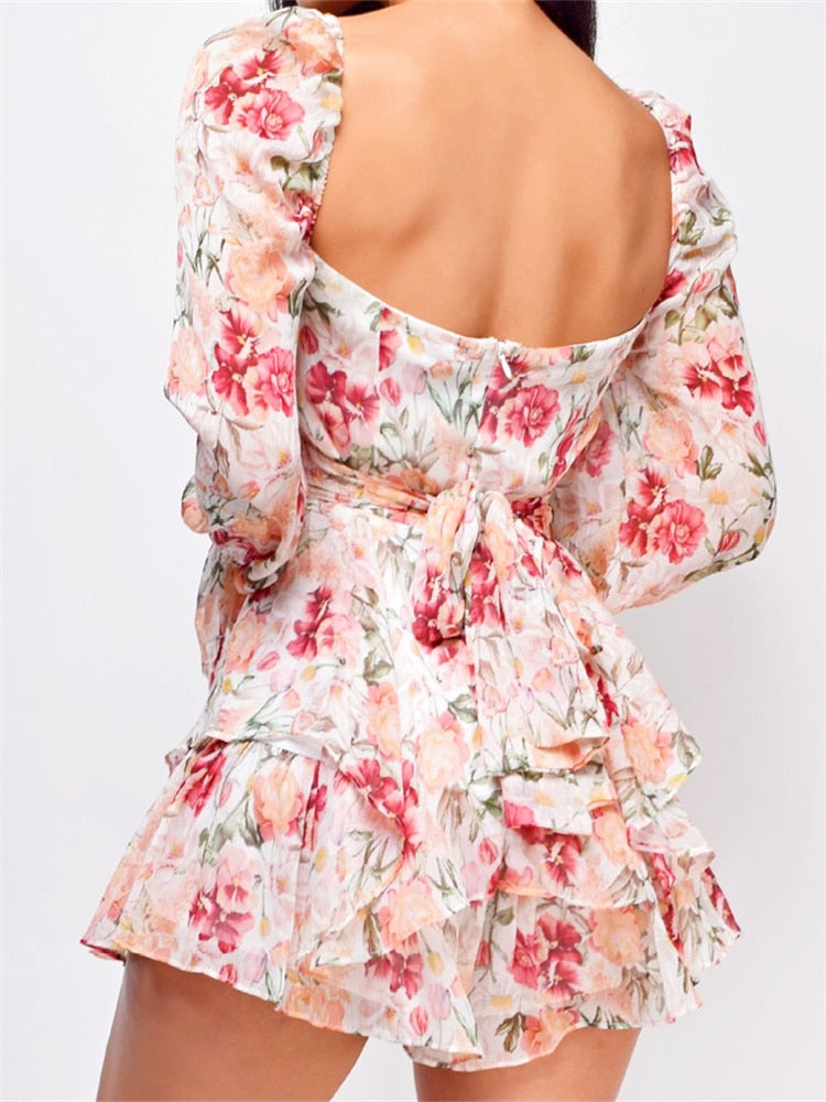 Short Floral Square Jumpsuit - Shop now at BikiniCaye.com