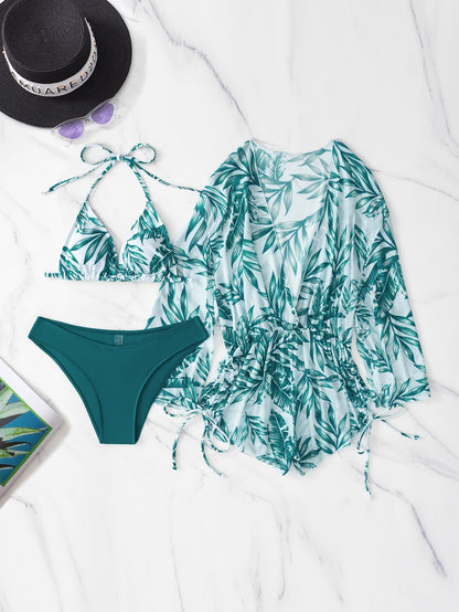 Tropical Print Bathing Set - Shop now at BikiniCaye.com