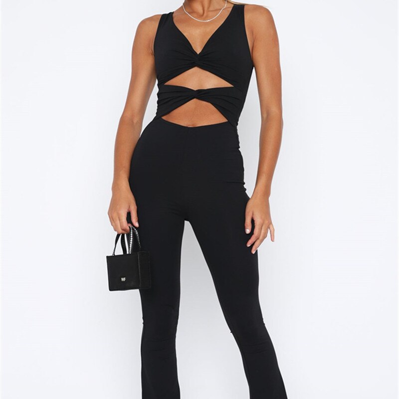 Sleeveless Hollow Out Jumpsuit - Shop now at BikiniCaye.com