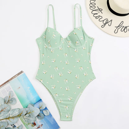 Floral Print Push Up One-Piece - Shop now at BikiniCaye.com