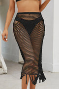 Fringe Openwork High Waist Swim Skirt-Bikinicaye