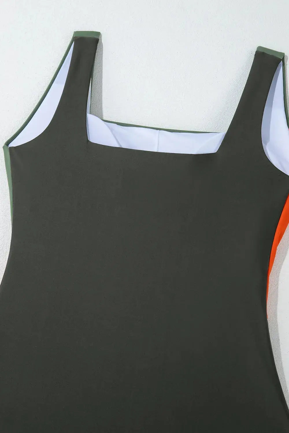 Color Block Padded Square Neck One Piece Swimsuit-Bikinicaye